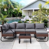 LUCKWIND Patio Conversation Set Sectional Sofa Modern-7 Pcs $299.99