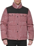 Levis Mens Quilted Mixed Media Shirttail Work Wear Puffer Jacket $43.19