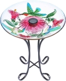 MUMTOP Outdoor Glass Solar Birdbaths with Metal Stand $37.70