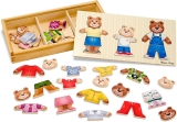 Melissa & Doug Mix N Match Wooden Bear Family Dress-Up Puzzle $12.99