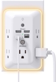 Addtam 5-Outlet Surge Protector w/Night Light & 4 USB Ports $14.44