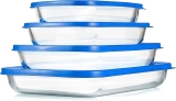NutriChef Glass Bakeware Rectangular Glass Baking Dish, 4 Sets $24.99