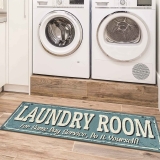 Ottomanson Non-Slip Rubberback Laundry Text Design 2×5 Runner Rug $9.48