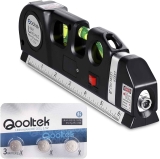 Qooltek Multipurpose Cross Line Laser 8-feet Measure Tape Ruler $9.88