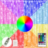 FUNPENY 300 LED Window Curtain Lights w/Remote, 4-Modes $11.99