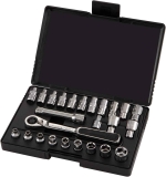 SATA 25-Pc 1/4-in Drive 6-Point Metric/SAE Pass-Thru Socket Set $31.99
