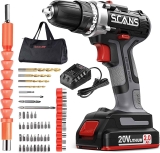 Scans Cordless 20V Electric Power Drill Kit SC1180-1 $47.99