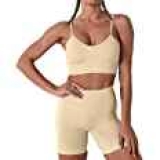 JNINTH 2-Pcs Women Seamless Yoga Set w/Sport Bra & Shorts Legging $19.31