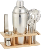Amazon Basics 8-Pcs Stainless Steel Bar Tool Set w/Stand Holder $15.10