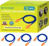 Ticonn 12-Pairs Reusable Silicone Ear Plugs $6.49