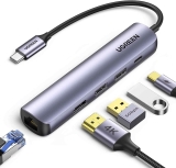 UGREEN USB C Hub 60Hz 5-in-1 Gigabit Ethernet Adapter $19.99