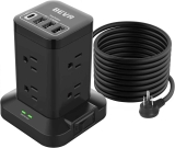 BEVA Power Strip Tower w/USB Ports, Multiple Outlets $12.49