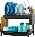 GSlife Dish Drying Rack Metal 2 Tier Dish Rack w/Utensil Holder $19.79