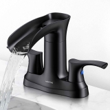 WaterSong Black Waterfall Spout Bathroom Sink Faucet $44.99