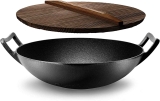 Nutrichef Pre-Seasoned Cast Pan-5.8 QT Non-Stick w/Wooden Lid $34.29