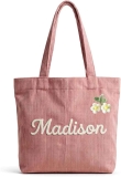 Personalized Embroidered Corduroy Tote Bag