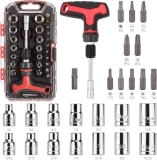 Amazon Basics 27-Pc. Magnetic T-Handle Ratchet Wrench / Screwdriver Set