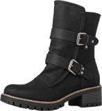 Globalwin Lace Up Mid Calf Metallic Boots