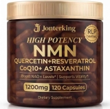 NMN, Quercetin, Resveratrol, CoQ10, & Astaxanthin Supplement 120-Capsule Bottle