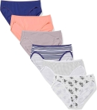 Amazon Essentials Women’s Cotton Stretch High-Cut Bikini Panty 6-Pack