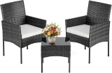 3-Piece Patio Furniture Set w/ Tempered Glass Table