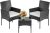 3-Piece Patio Furniture Set w/ Tempered Glass Table