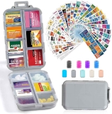 14-Grid Travel Pill Organizer w/ 415-Piece Medicine Name Labels