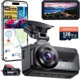 Coolcrazy 4K Dash Cam Front & Rear w/ 128GB Memory Card