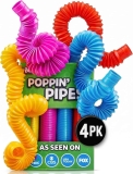 BUNMO Pop Tubes Sensory Fidget Toys 4-Pack