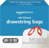 Amazon Basics Tall Kitchen 13-Gallon Trash Bag 200-Count