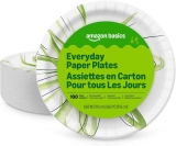 Amazon Basics Everyday Disposable Paper Plates 100-Count