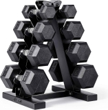 CAP Rubber Coated Hex 100-lb. Dumbbell Set w/ Storage Rack