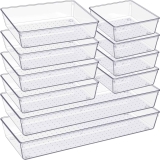 Drawer Organizer 10-Pack Large Clear Plastic Set