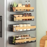 Songmics Magnetic Bamboo Spice Rack 4-Pack