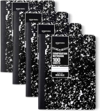 Amazon Basics 4-Pack Wide Ruled Composition Notebooks