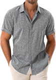 Drazivon Men’s Short Sleeve Linen Button-Down Shirt
