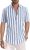 Men’s Striped Button-Up Short Sleeve Dress Shirt