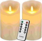 2-Pack Vickiss Flameless Battery Operated Ivory Real Wax Pillar LED Candles  $8.00