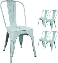 Set of 4 Devoko Metal Distressed Style Kitchen Dining Chairs  $99.99