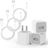 3-Pack Apple MFi Certified 3ft iPhone Charger Cable with 3-Pack USB Adapter  $9.00