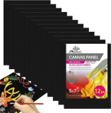 12 Pack PHOENIX Black Canvas Panels 5×7 Inch $8.81