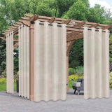 Waterproof Weatherproof Sheer Outdoor Curtains for Patio (54″ x 84″)  $6.15