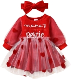Infant Baby Girl Long Sleeve Heart Print Tulle Princess Dress  $8.49
