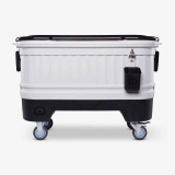 Igloo 125 Qt Party Bar Rolling Cooler with Bottle Opener and Catch Bins $199.99