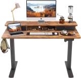 FEZIBO Height Adjustable Electric Standing desk with Double Drawer  $269.99