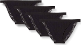 4-Pack Amazon Essentials Women’s Cotton and Lace Tanga Brief  $7.43