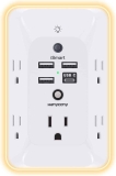 3 Side Power Strip Surge Protector Wall Adapter with 4 USB Charging Ports  $12.77