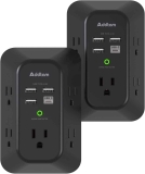 Addtam 5-Outlet USB Wall Charger Surge Protector 2-Pack $24
