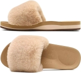 COFACE Womens Sliders Plush House Slippers Flat Sandals $20.39