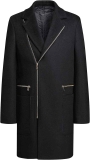 PRIJOUHE Men’s Wool Coat Hoodie Long Trench Woollen Overcoat Jacket  $36.49